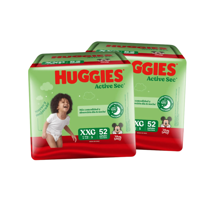 Pack Mensual - Huggies Active Sec (M-G-XG-XXG)