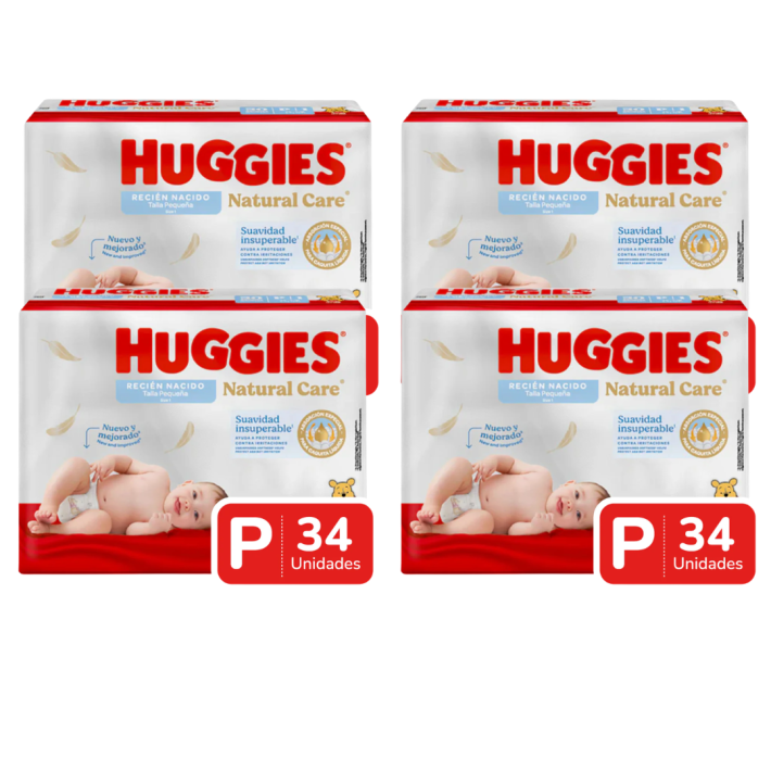 Pack Mensual-Huggies Natural Care (P) (136 Unidades)